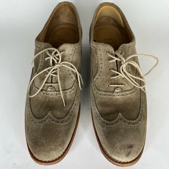 n.d.c. made by hand Shoes Oxfords Wing Tip Women Size 37.5 US 6.5 Brown Suede - Picture 16 of 16